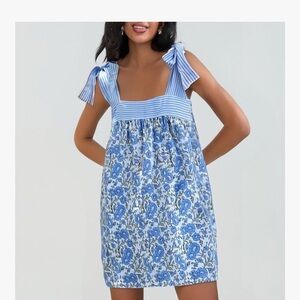 Blue Floral Sleeveless Dress